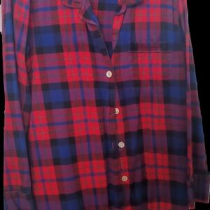 J Crew Red and Blue Plaid Button-Up Shirt